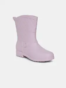 20Dresses Women Purple Textured High-Top Flat Boots