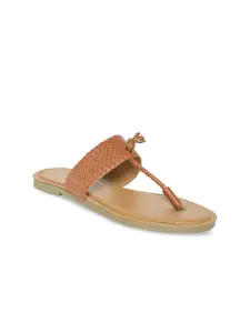 Forever Glam by Pantaloons Women Tan T-Strap Flats