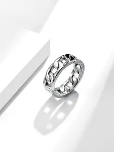 Yellow Chimes Men Silver-Toned Stainless Steel Chain Pattern Finger Ring