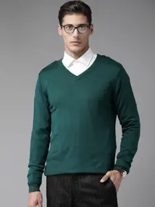 Van Heusen Men Green Solid Pullover