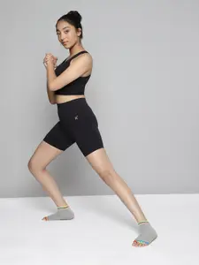 HRX by Hrithik Roshan U-17 Yoga Girls Jet Black Seamless Solid Shorts