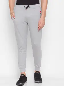 SPYKAR Men Grey Solid Pure Cotton Relaxed-Fit Joggers