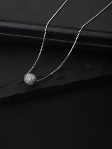 Carlton London Silver-Toned Rhodium-Plated CZ-Studded Handcrafted Necklace