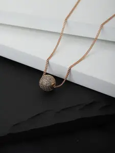 Carlton London Rose Gold-Plated CZ-Studded Handcrafted Necklace