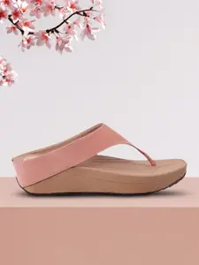 Metro Women Peach Textured Casual Comfort Sandals