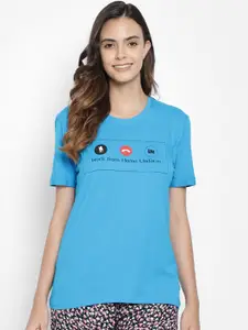 Clovia Women Typography Print Pure Cotton Lounge Sleep T-shirt