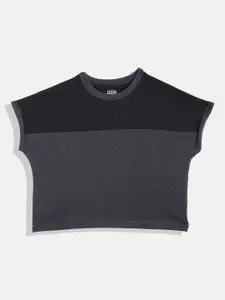 UTH by Roadster Girls Grey & Black Colourblocked T-shirt