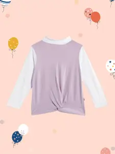 UTH by Roadster Girls Lavender & White Cotton Twisted Top