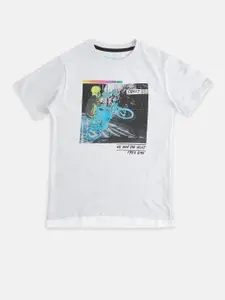 Pantaloons Junior Boys Grey Melange Printed T-shirt