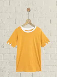 UTH by Roadster Girls Mustard Yellow Cotton Solid T-shirt