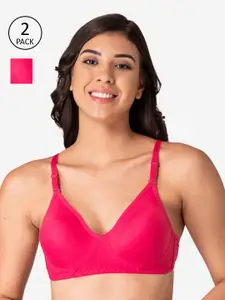 KOMLI Pack of 2 Pink Full Coverage T-shirt Bra