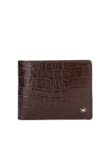 Louis Philippe Men Brown Textured Leather Two Fold Wallet