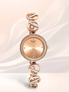 Titan Women Rose Gold-Toned Brass Embellished Dial & Bracelet Style Straps Analogue Watch