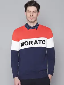 Antony Morato Men Blue & White Colourblocked Pullover
