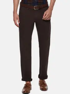 Van Heusen Men Brown Mid-Rise Regular Fit Trousers