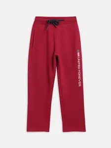 Octave Boys Maroon Solid Cotton Track Pants