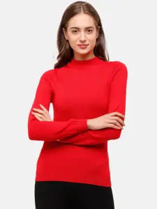 98 Degree North Women Red Pullover Sweater