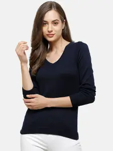 98 Degree North Women Navy Blue Pullover Sweater