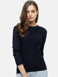 98 Degree North Women Navy Blue Cotton Pullover