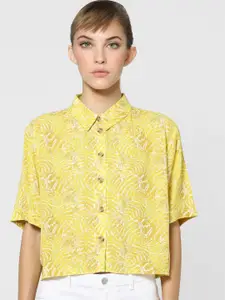 ONLY Women Yellow Abstract Printed Casual Shirt