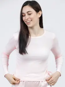 Tokyo Talkies Pink Solid Fitted Top