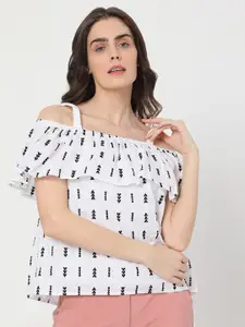 Vero Moda White Printed Off-Shoulder Bardot Top