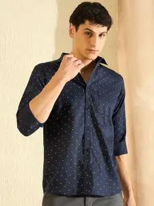 DENNISON Men Navy Blue Smart Slim Fit Opaque Printed Formal Shirt