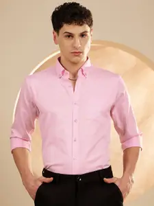 DENNISON Men Pink Smart Slim Fit Opaque Formal Shirt