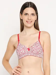 Lady Love Red & White Floral T-shirt Bra Heavily Padded