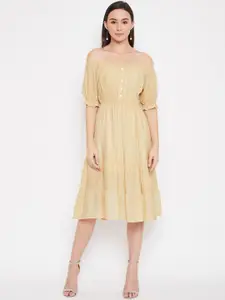 Madame Yellow Solid Off-Shoulder Dress