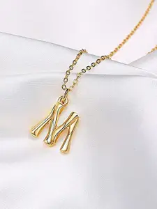 Peora Gold Plated Initial Alphabet M Pendant Necklace