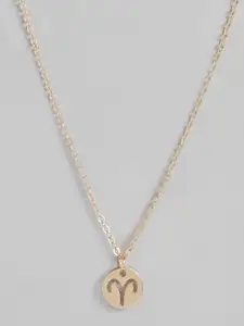 Peora Gold-Toned Aries Zodiac Sign Pendant with Chain