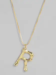 Peora Gold Plated Alphabet R Pendant with Chain