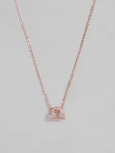 Peora Rose Gold-Plated Libra Horoscope Zodiac Sign Pendant with Chain