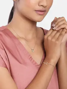 Peora  Gold Plated Leo Horoscope Zodiac Sign Pendant & Bracelet Combo Set