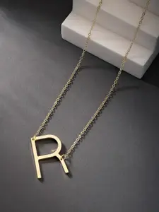 Peora Gold-Plated Alphabet R Personalized Name Pendant with Chain