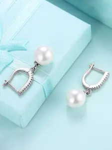 Peora Silver-Toned Teardrop Shaped Drop Earrings