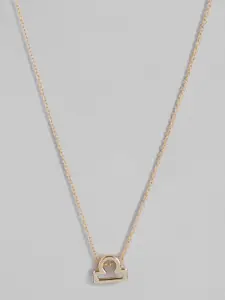 Peora Gold-Plated Libra Horoscope Zodiac Sign Pendant with Chain