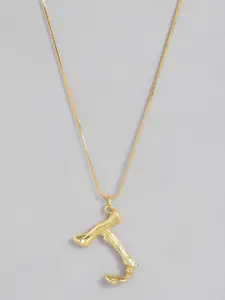 Peora Gold-Plated Alphabet J Pendant with Chain