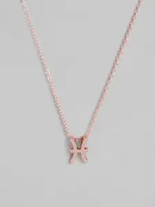Peora Rose Gold-Plated Pisces Horoscope Zodiac Sign Pendant with Chain