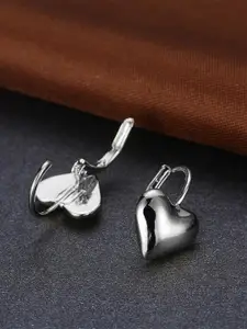 Peora Silver-Toned Heart Shaped Drop Earrings
