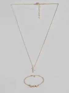 Peora Gold Plated Sagittarius Horoscope Zodiac Sign Pendant & Bracelet Combo Jewellery