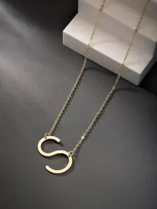 Peora Gold-Plated Alphabet S Personalized Name Pendant with Chain