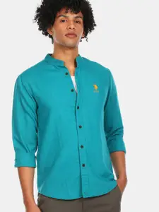 U.S. Polo Assn. U S Polo Assn Men Blue Opaque Casual Shirt