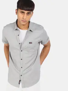U.S. Polo Assn. Denim Co. Men Grey Opaque Casual Shirt