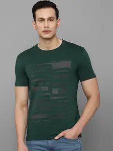 Louis Philippe Jeans Men Teal Green Typography Printed T-shirt