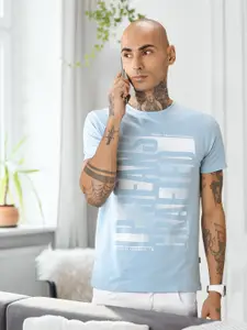 Louis Philippe Jeans Men Blue & White Typography Arsenal Printed T-shirt