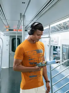 Louis Philippe Jeans Men Mustard Yellow Brand Logo Printed T-shirt