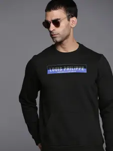Louis Philippe Sport Men Black Printed Sweatshirt
