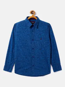 Crimsoune Club Boys Blue Opaque Printed Casual Shirt